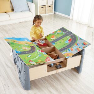 Hape E3766 - Juego de mesa y juego de 70 piezas de tren ferroviario con locomotora a batería