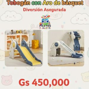 Tobogán con aro de basquet