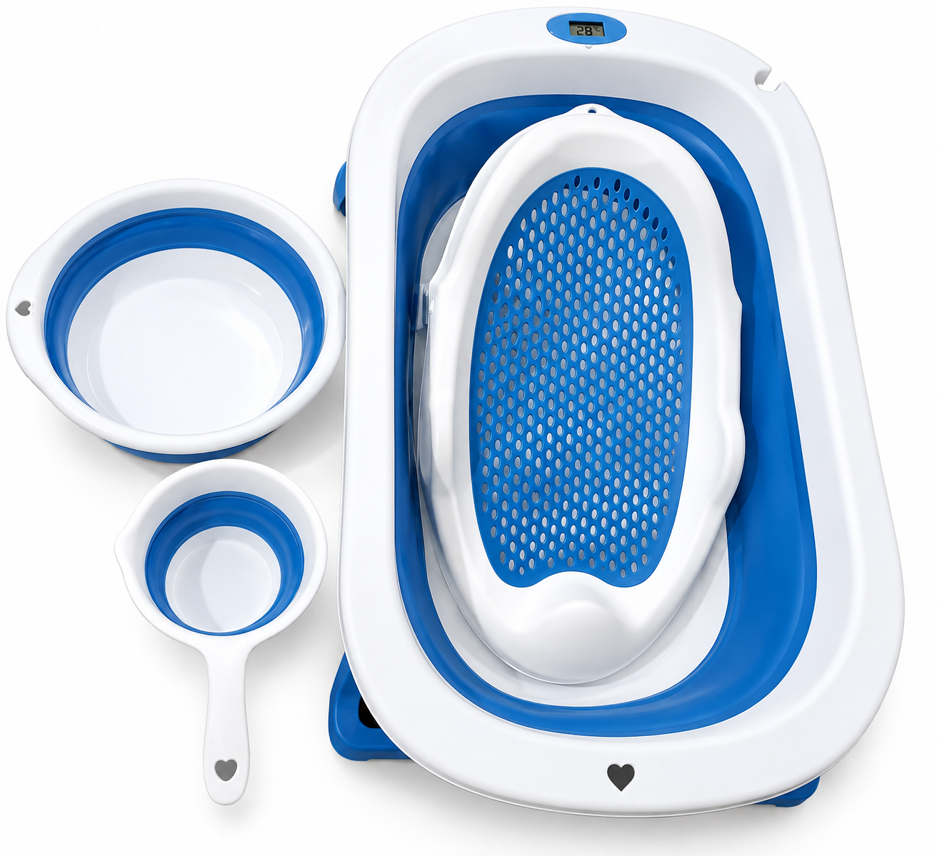 Bañera Plegable para bebé con Termómetro y accesorios - Imagen 3