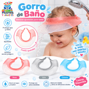 Gorro de Baño de Silicona Ajustable para Bebé